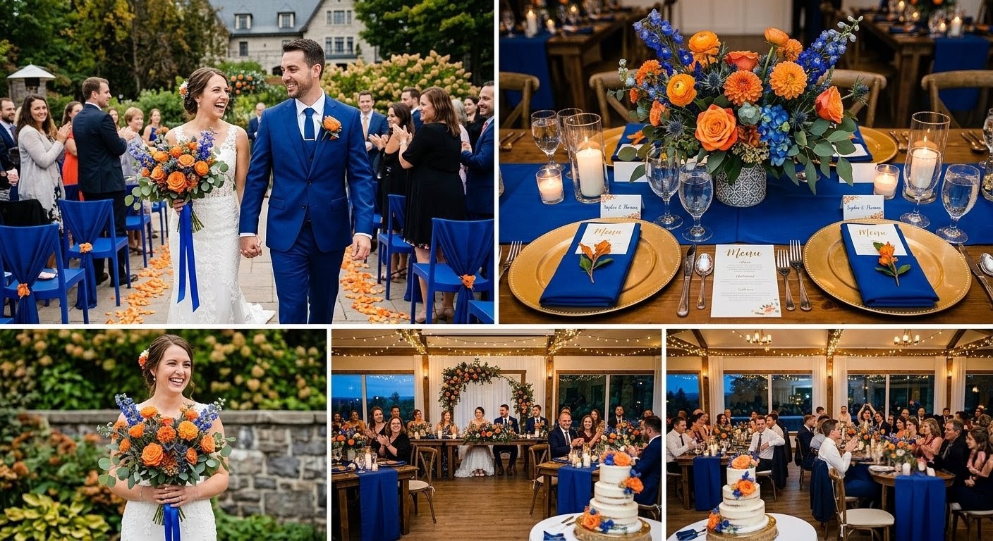 Mariage — décor bleu et orange